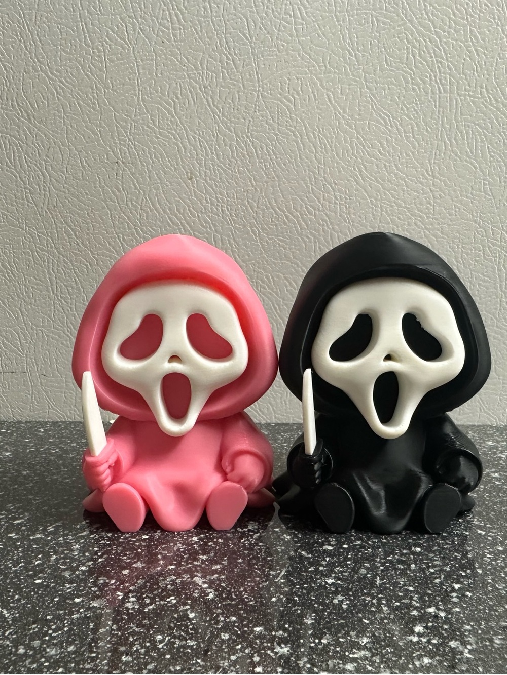 Pink and Black Ghost face Figure Set